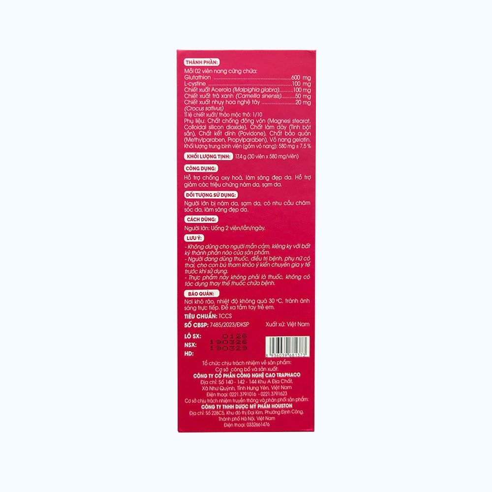 Thực Phẩm Bảo Vệ Sức Khỏe GLAMOUR GLUTATHION Hỗ Trợ Chống Oxy Hóa, Giảm Nám Da, Sạm Da