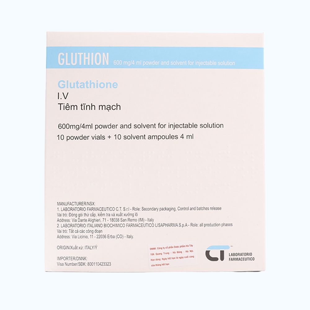 thuốc tiêm glutathione Gluthion 600mg/4ml Farmaceutico tĩnh mạch giải độc tế bào Korean glow serum