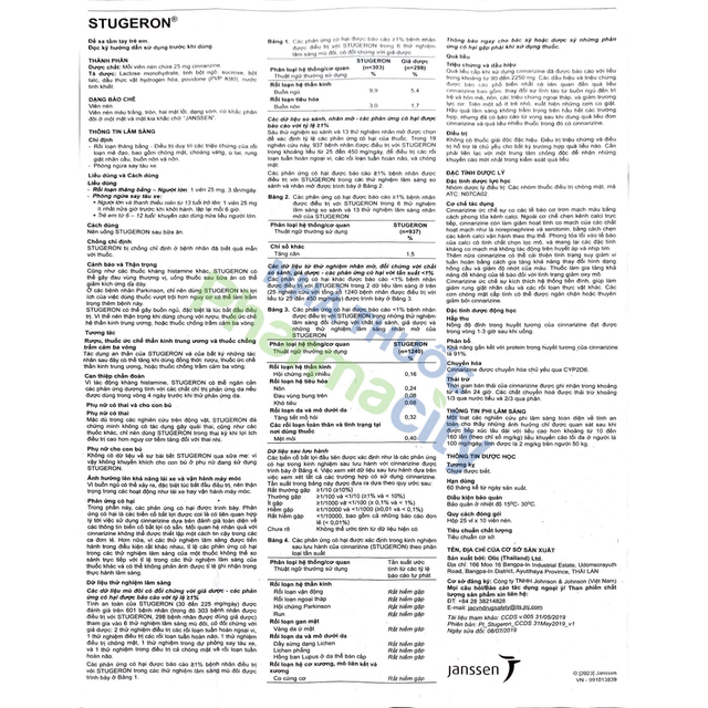 Cần uống Stugeron sau no, đúng liều và có chỉ định của bác sĩ/dược sĩ.