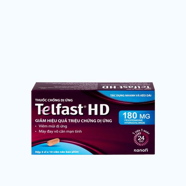 Telfast HD 180mg (Hộp/30 viên) – Giảm nhanh triệu chứng dị ứng