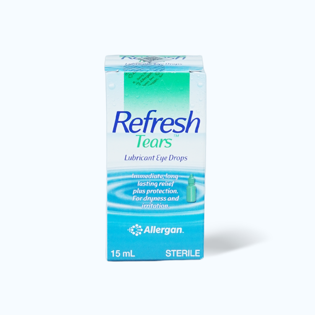 Nước mắt nhân tạo Refresh Tears giúp dưỡng ẩm, giảm khô mắt.