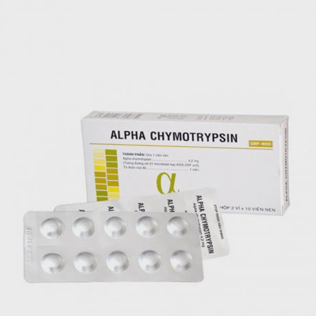 Thuốc Alphachymotrypsin là men enzym giúp phân hủy sợi tơ huyết để làm tan sưng nề