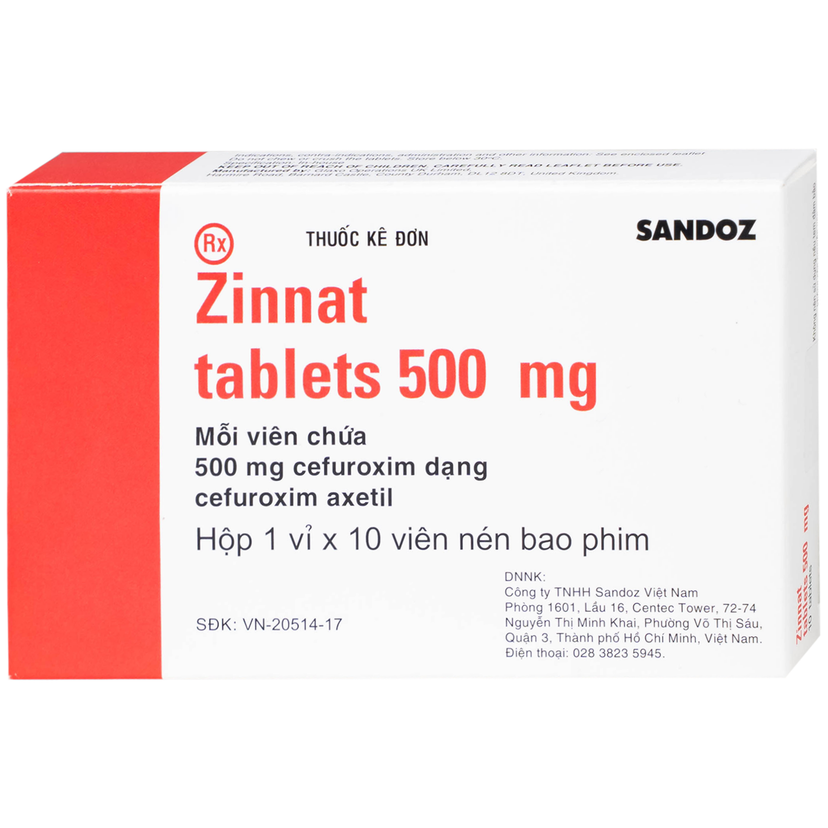 THUỐC ZINNAT 500MG SẢN XUẤT TẠI ANH ĐẠT TIÊU CHUẨN CHẤT LƯỢNG QUỐC TẾ NGHIÊM NGẶT