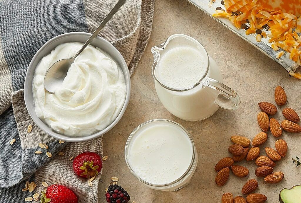 Sữa chua uống và sữa hạt là những lựa chọn tuyệt vời giúp tăng cường tiêu hóa và miễn dịch cho người bệnh.